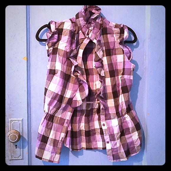 FCNY Purple and White plaid Top - Picture 1 of 1